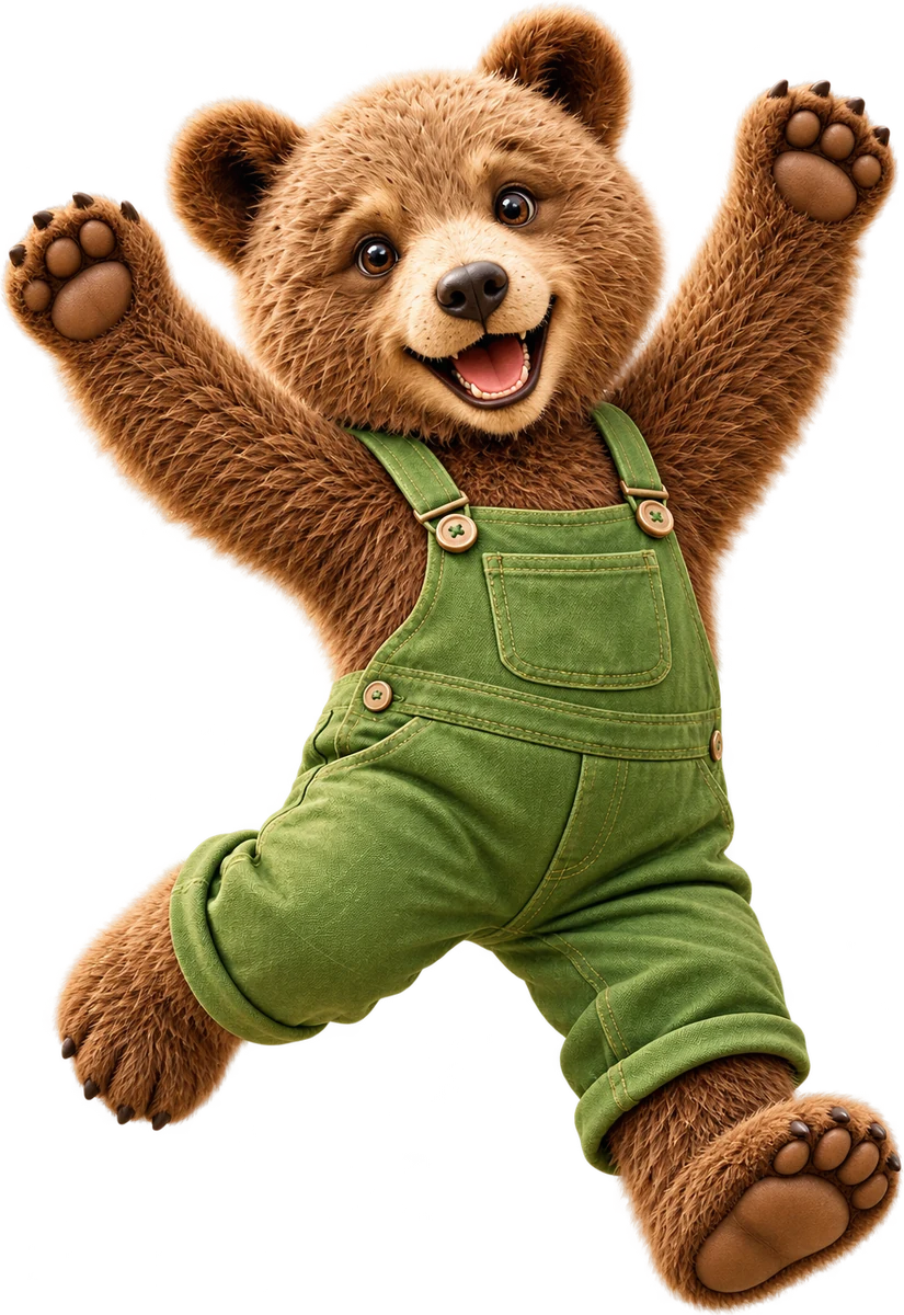 Louis, unser Schulbär, springt vor Freude
